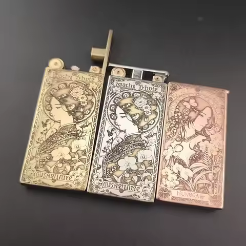 Zorro Exquisite Mucha Style Beauty Second-generation 753 Lift Kerosen Lighter White Nickel Purple Co