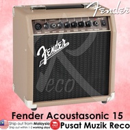 Fender Acoustasonic 15 Acoustic Guitar Amplifier 15W 1x6" 1 Gtr Input 1 Mic Input Akustik Gitar Amp 