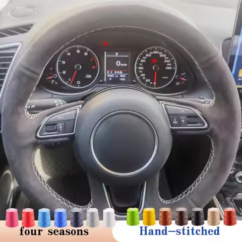 Customized Hand-stitched Suede Leather Anti-slip Steering Wheel Cover For Audi A1 8X A3 8V A4 B8 A5 