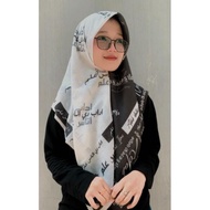 (HITAM SERIES) KERUDUNG SEGIEMPAT VOAL MOTIF ARAB PEGON / JILBAB SERAGAMAN / HIJAB SEGIEMPAT MUSLIMA
