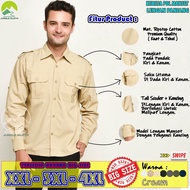 KEMEJA OUTDOOR SHIRT BIG SIZE (XXL-3XL-4XL) LONG SLEEVE CREAM COLOR | CUFF SLEEVE