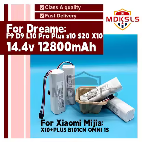 MDKSLS 2026 New 14.4V 12800mAh Li-ion BMS Battery for Dream F9/D9/L10 Pro Plus/S10/S20/X10/OMNI 15 R