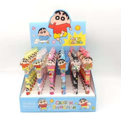6/18pcs Kawaii Cute Crayon Shin-chan Cartoon Animes Character Patch Press Pen 0.5mm Gel Pen Student 