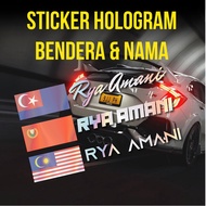STICKER BENDERA DAN NAMA CUSTOM HOLOGRAM
