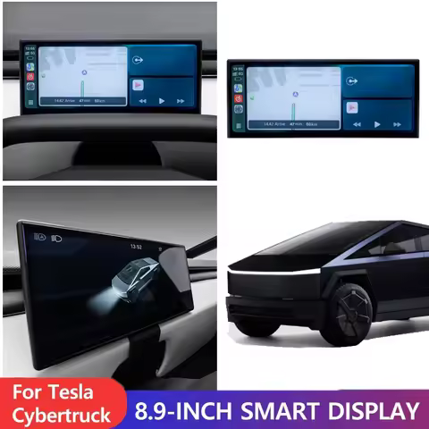 8.9 Inch Smart Display for Tesla Cybertruck 2023-2025 1920x720P Left Hand Drive 4G 64G IPS Touch Scr