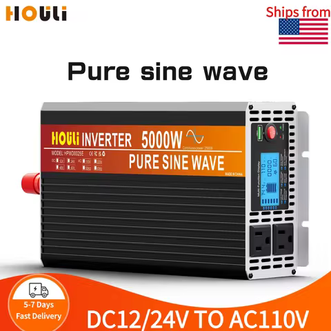 Pure Sine Wave Inverter 12V 24V DC To AC 110V 120V 4000W 5000W 3000W Voltage Converter Portable Car 