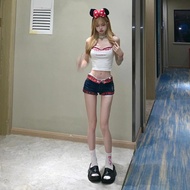 y2k Shorts y2k Asian Culture y2k Women's Clothing Abby Style y2k Pants American Hot Girl Check Stitc