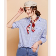 Cache Cache Plaid Long Sleeve Thin Blouse
