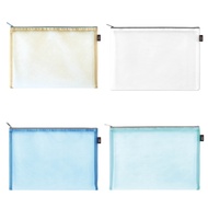 簡單生活 A4粉彩網紗袋-水綠/白/藍/米