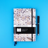 A5 ดอกไม้สีเทา Bullet Dotted Journal Bujo Elastic Band 160gsm สมุดบันทึกปกแข็ง Dot Grid