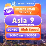 Asia 9 eSIM 5G High Speed 1-30 Days Unlimited Data Asia eSIM Malaysia + Indonesia + Thailand