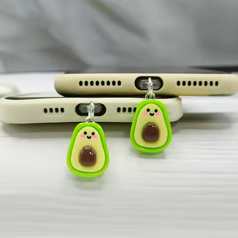 1Pc Artificial Fruit Half Avocado Phone Accessory, Artificial Avocado Phone Dust Plug Suitable for I