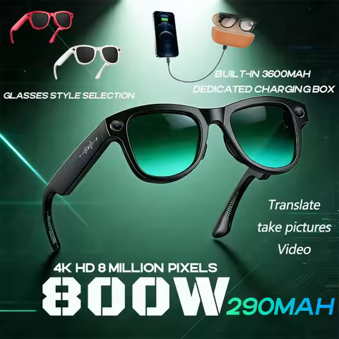 M02 Ultra 800W Smart Glasses Translator Photo Video Recording Music Playback With Charging Box Smart