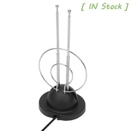 [ IN STOCK ] TV Antenna Zoom Function Strong Signal Mini Two Loop Antennas Color TV HDTV Receive Rec