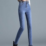 全城熱賣 - 高腰彈力牛仔褲修身顯瘦小腳褲【淺藍色(長褲)】【26-32碼】(下單後請聯絡客服確認發貨尺碼)