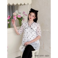 Designed maternity shirt White floral silk shirt A333 B2MUM
