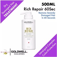 Goldwell Dual Senses Rich Repair 60 Sec Treatment 500ml - Mask For Dry Damaged Hair • Restore Recons