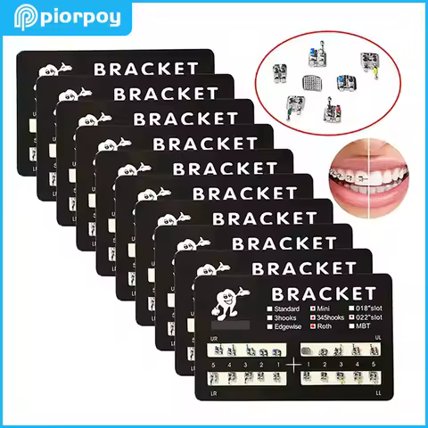 PIORPOY 20Pcs/Kit Dental Orthodontic Brackets Braces For Teeth MIM Monoblock Metal Standard Roth MBT