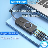 Vention USB External Sound Card With Volume Control USB to 3.5mm Audio Adapter for Laptop Speaker