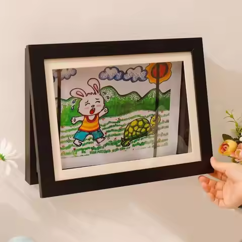 A4/A3 Magnetic Flip Photo Frame Front Opening Elastic Straps A4 Photo Frame Changeable Photo Storage