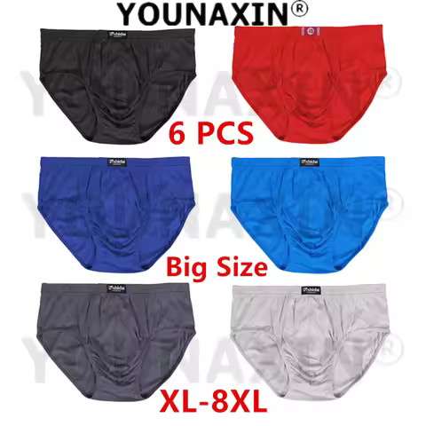 6 Pieces/Lot Men Big Size Briefs Large Underwear Underpants Cotton Panties Undies Male Knickers XL 2