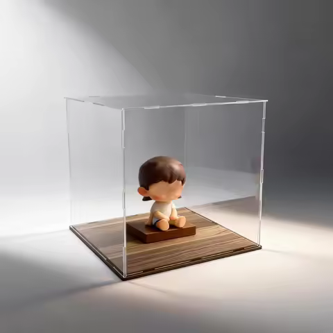 Assembly Acrylic Showcase Box Dustproof Clear Display Stand Case Storage Box for Handmade Figures, A