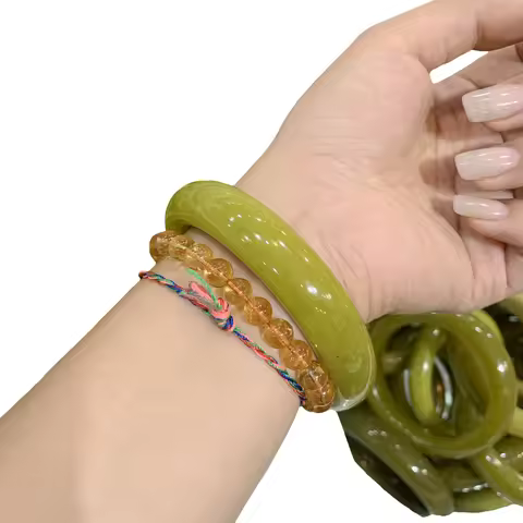 Natural genuine Xiuyan jade bracelet yellow bracelet jade bangle high quality bangles Avocado Green 