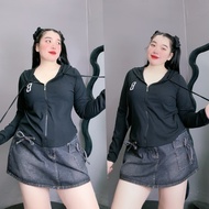 Áo Khoác Thun Gân Trơn Nữ Bigsize Cao Cấp Kiểu Dáng Chuppy có in hình chữ B 58-95kg BIGSIZE CÔ NHỎ -