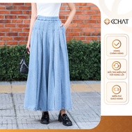 Women's Jeans CCHAT Straight Indigo Pleated High Quality Jeans 25GDJ2007ST