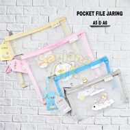 Transparent Mesh Zipper Pocket File Folder A5 and A6 Sizes File Folder File Organizer