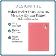 Midori Pocket Diary 2026 A6 Monthly Planner, Oji-san Edition, 15-Month (Jan 2026 – Mar 2027), Lightw