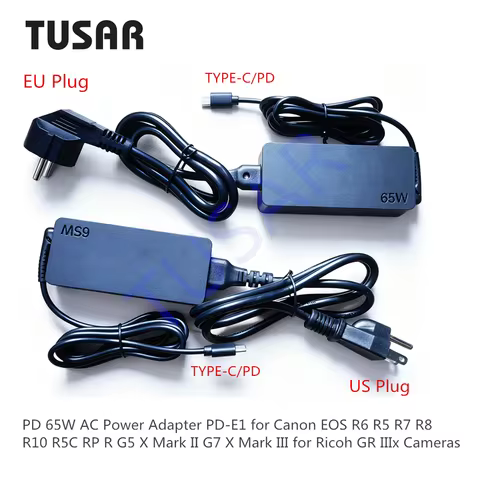 TYPE-C PD AC Power Adapter PD-E1 for Canon EOS R6 R5 R7 R8 R10 R5C RP R G5 X Mark II G7 X Mark III f