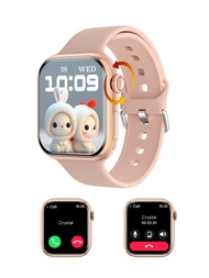 1入組無性別限制粉色矽膠錶帶運動型智慧手錶,具備計步器、心率監測和多種功能,防水方形錶盤智慧手錶,可與android/iphone兼容