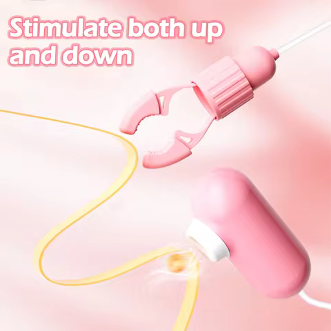 Dual Stimulation Nipple Vibrator - Sucking & Tongue Licking | Adjustable Clitoral/Labia Clip Breast 