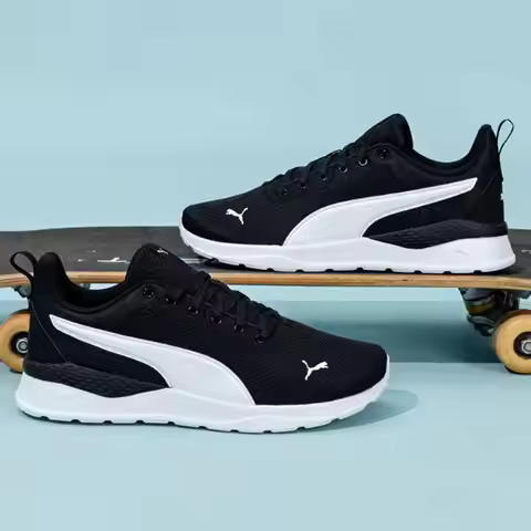 PUMA 371128-02 Men Women Running Sneakers Breathable Mesh Upper EVA Midsole Lightweight Black White 