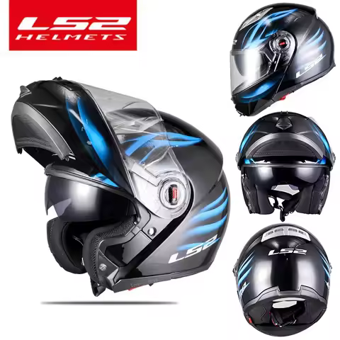 Original LS2 Motorcycle Helmet LS2 FF370 Modular Helmets Men Women Personalized Double Lenses Motorb