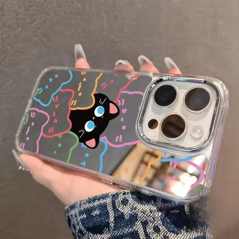 Cute Dog Cat Mirror Phone Case For Realme GT 7 5 Pro 3 Neo 7X 7 6 5 SE 240W V70 V60S V23 V23i P4 P3 