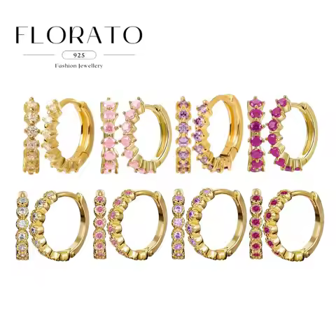 925 Silver Needle Multicolor CZ Circular Zircon Hoop Earring For Women Luxury Crystal Earring Fashio