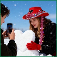 Cowboy Hat Valentine Felt Cowboy Headwear Unisex Love Hat Costume Outfit for Adults Men Women Outdoo