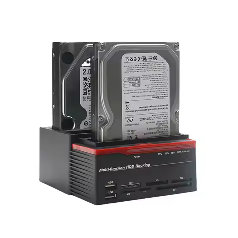 2.5/3.5" SATA IDE HDD Docking Station HDD Enclosure USB 2 Ports USB 2.0 Hub MS/M2/XD/CF/SD/TF Card R