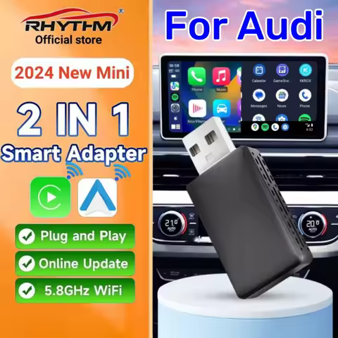 2024 New Rhythm 2in1 Wireless Android Auto Adapter Carplay For Audi A3 A4 A5 A6 A7 A8 Q3 Q4 Q5 Q6 Q7