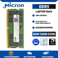 DDR5แรมโน้ตบุคไมครอน8GB 16GB 32GB 4800Mhz 5600MHz หน่วยความจำ SOIDMM 1.1V PC5-34800 262พิน