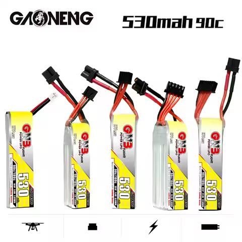 5PCS GNB HV 1S 2S 3S 4S 6S LiPo Battery 530mAh 90C/180C PH2.0/XT30U-F Plug For RC Helicopter Quadcop