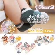 (5 Pairs)🍒0-3Yrs🧦 Baby Socks Cartoon Anti Slip Sock Baby Cartoon Socks NewBorn Stoking Baby Infant T