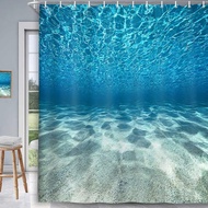 MERCHR Blue Ocean Beach Shower Curtain, Nature Underwater Sea World Scene Bathroom Curtains Waterpro