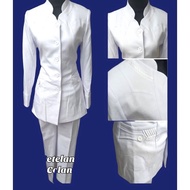 Baju Blazer Set Seragam Putih Putih PerawatBidanKlinikRumah Sakit