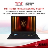 MSI Raider 18 HX AI A2XWIG-048MY Gaming Laptop | Intel Core Ultra 9-285HX | 64GB RAM 4TB SSD | 18" U