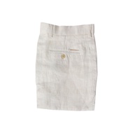 Hazard กางเกงขายาวลายสก๊อตไม่มีจีบ ผ้า Linen(ลินิน) สีครีม