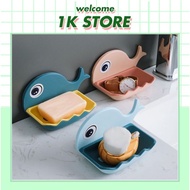 Whale Wall Sticker 2-Layer Soap Tray - Cute Whale Wall Sticker Soap Tray, Plastic Soap Tray Rack
