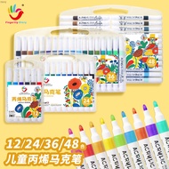 ปากกาปากกาอะคริลิกของเด็กกันน้ำสี24สี48สีกันน้ำแห้งเร็วหมึกขนาดใหญ่พู่กันอนุบาลจำนวน
